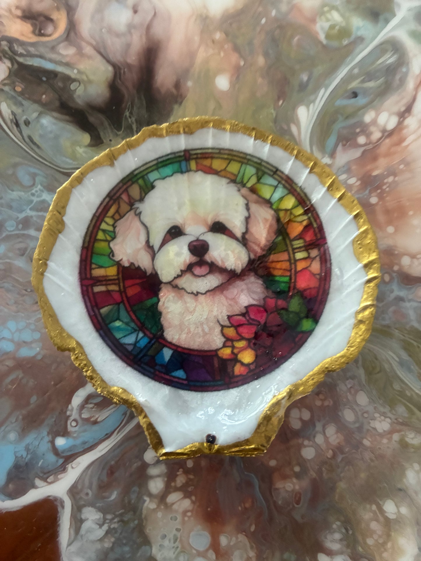 Various Breeds of Dogs on Scallop Shell Magnet
