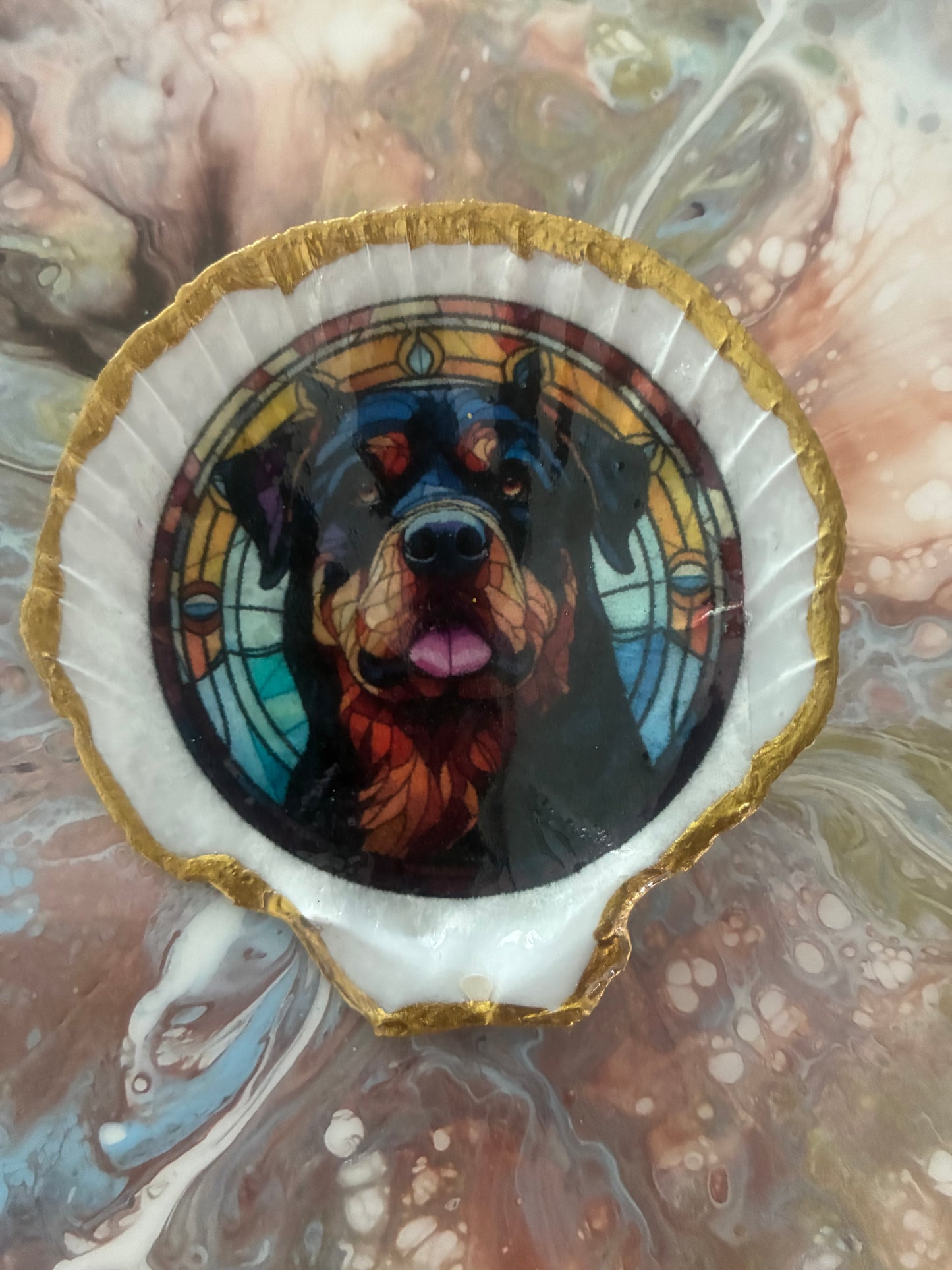 Various Breeds of Dogs on Scallop Shell Magnet