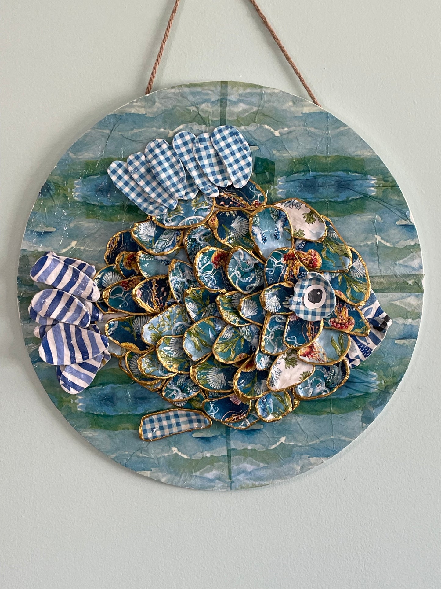 Patchwork Fish Oyster Shell Artwork