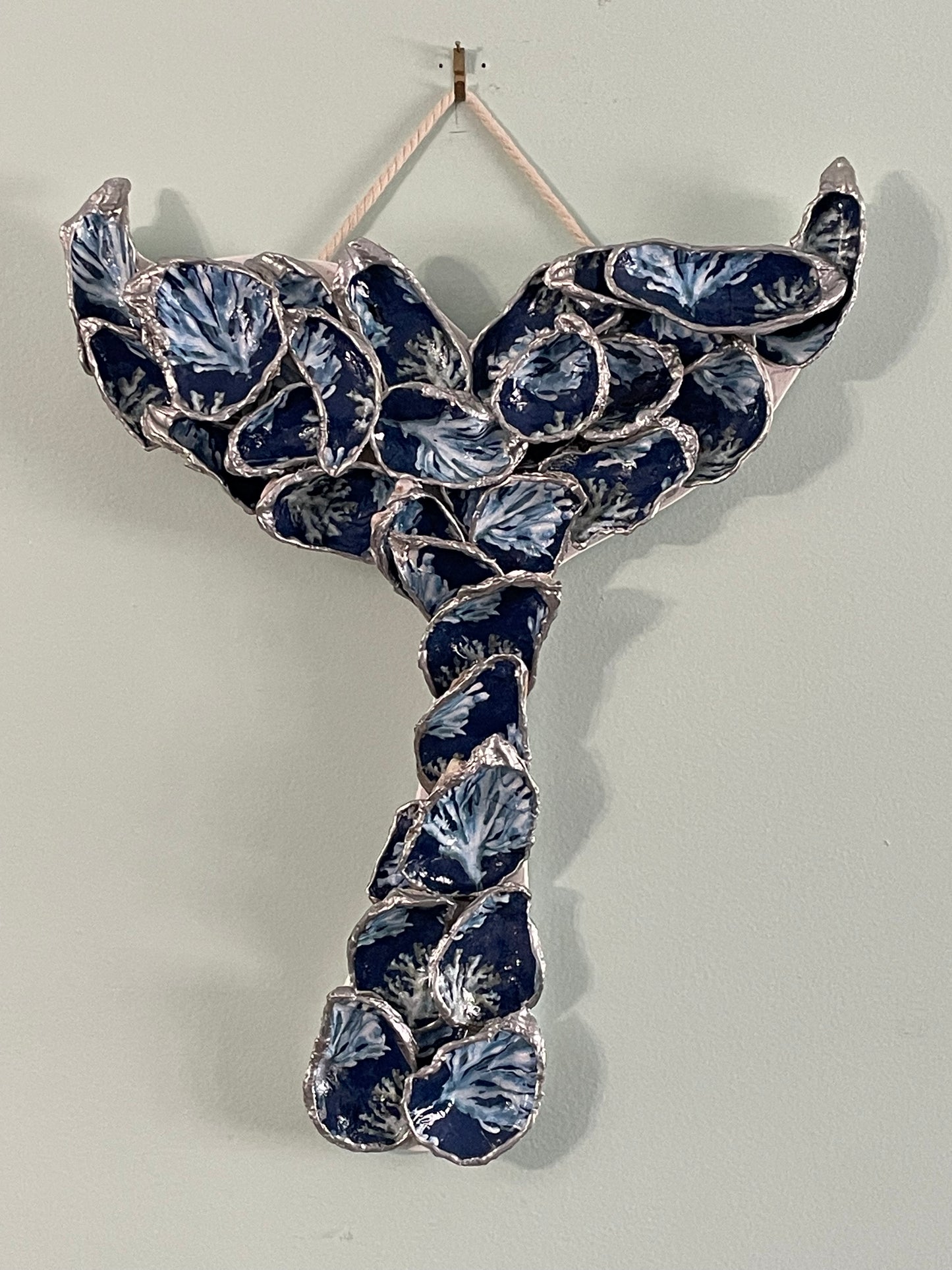 Blue and White SMALL WHALE'S TAIL Artwork