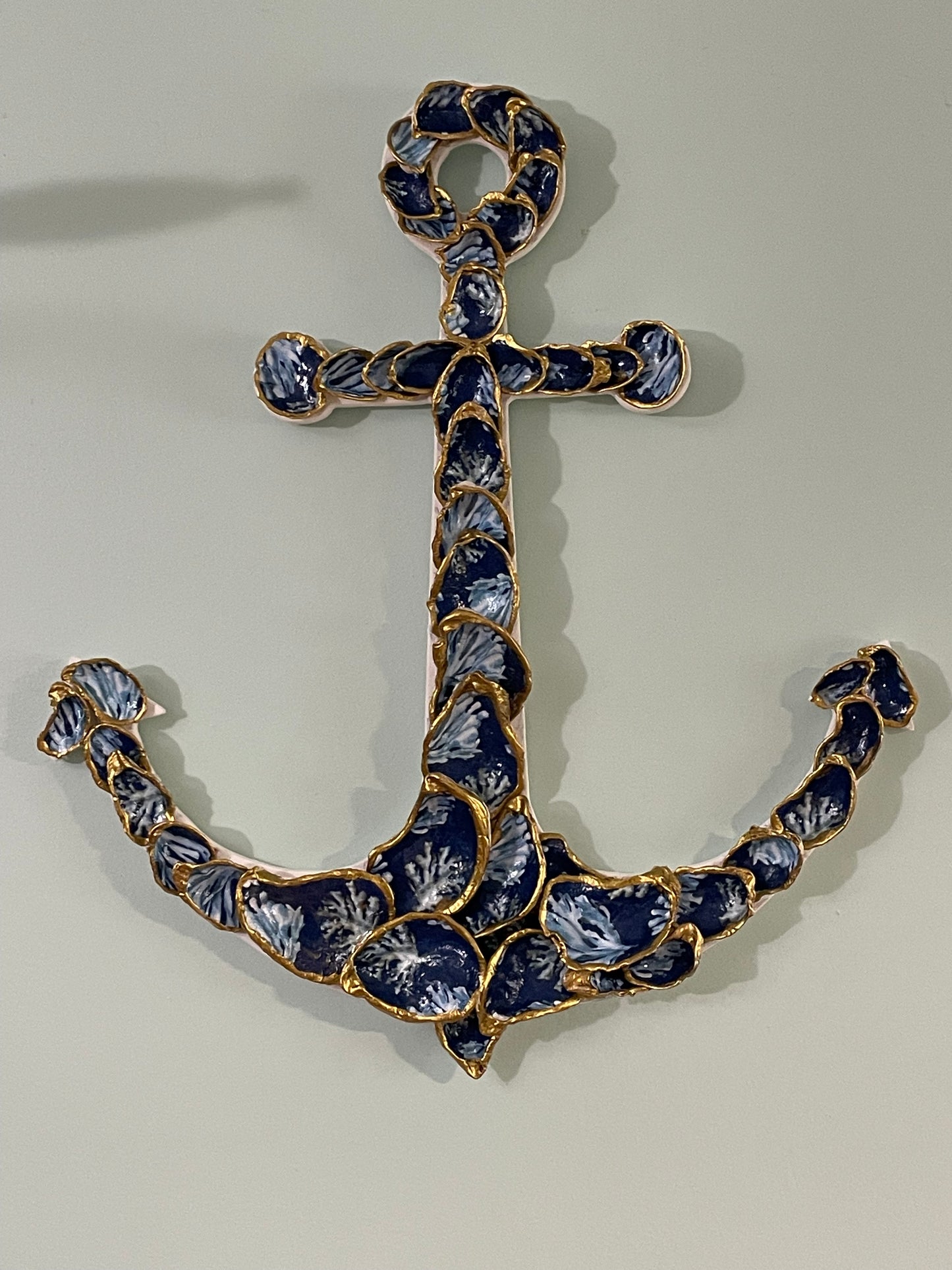Navy Blue Anchor Oyster Shell LARGE ANCHOR Artwork