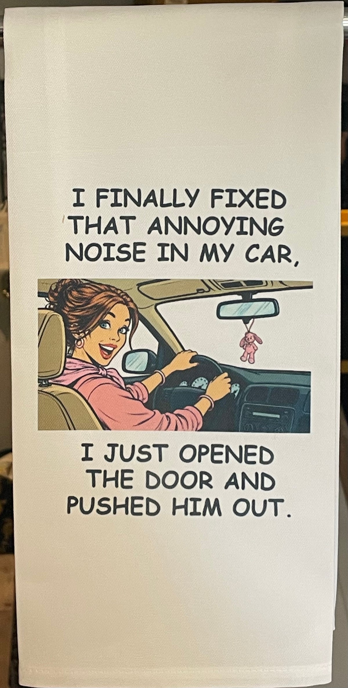 Fixed that Annoying noise in my car Tea Towel