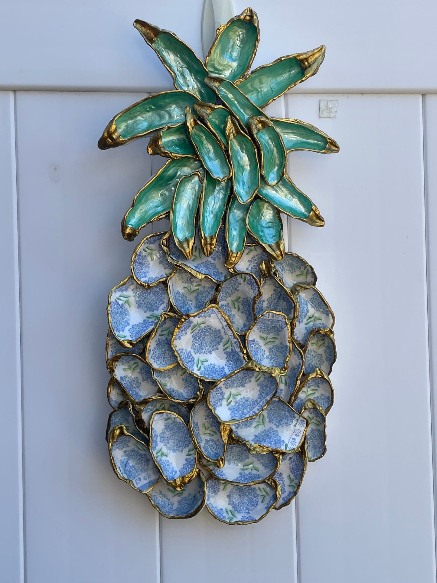 Hydrangeas Oyster Shell Large PINEAPPLE Artwork