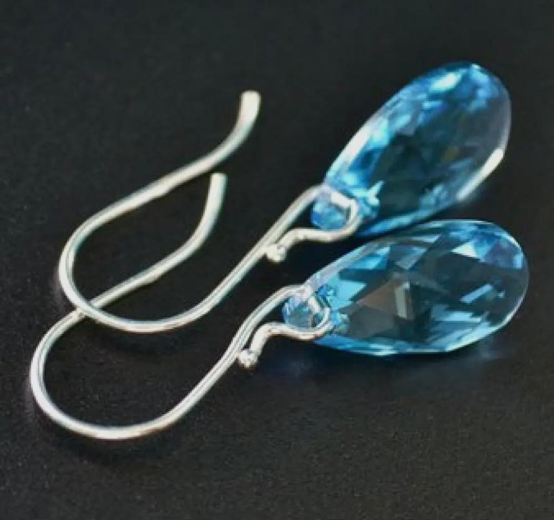 Crystal Briolette Earrings - Aqua Blue
