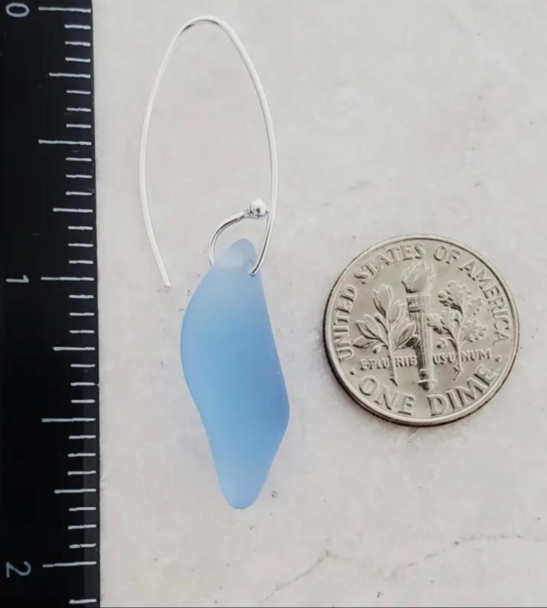 Eco Sea Glass Marquis Splash Earrings - Cornflower Blue