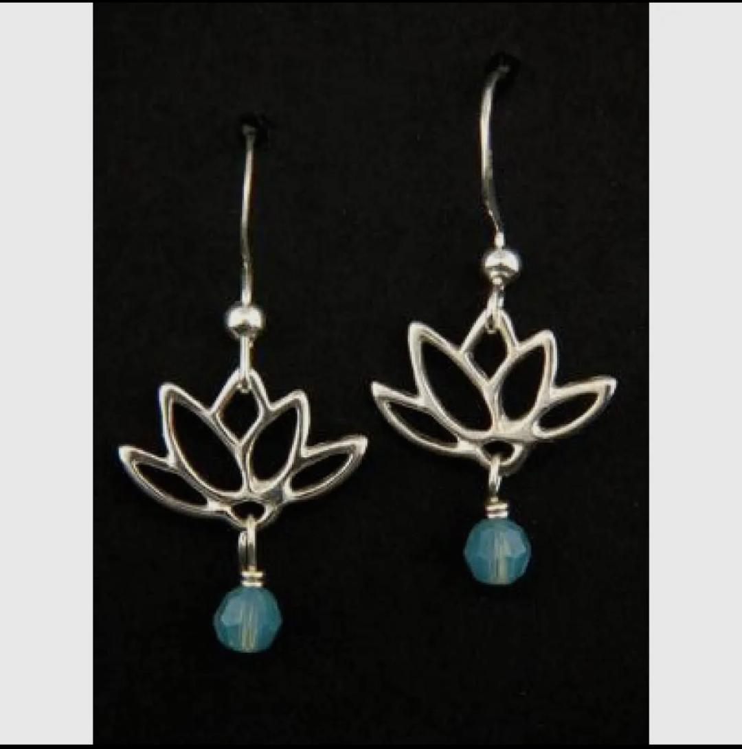 Lotus Blooms Earrings in Pacific Opal