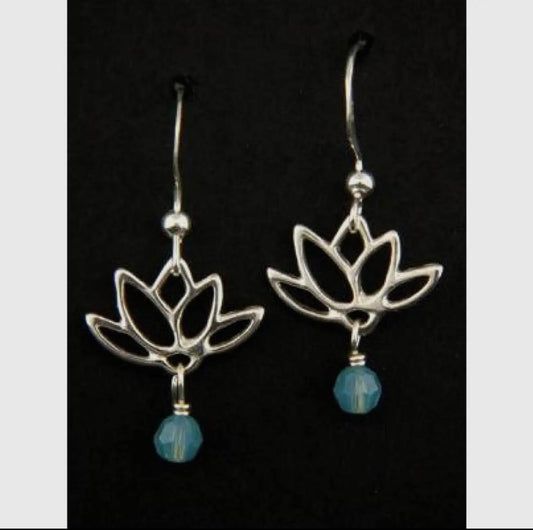 Lotus Blooms Earrings in Pacific Opal