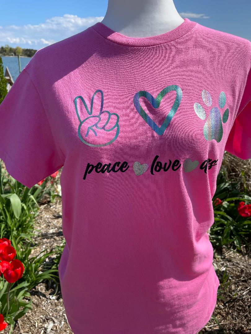 Short Sleeve T-shirt Peace Love Dogs