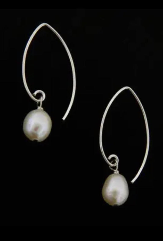 Pearl Marquis Earrings in White