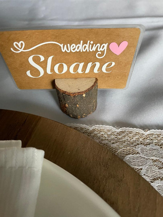 Rustic Wooden Place Settings Holders - Cards included