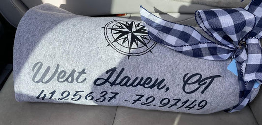Custom Jersey Knit and Fleece Athletic Heather Blanket -West Haven