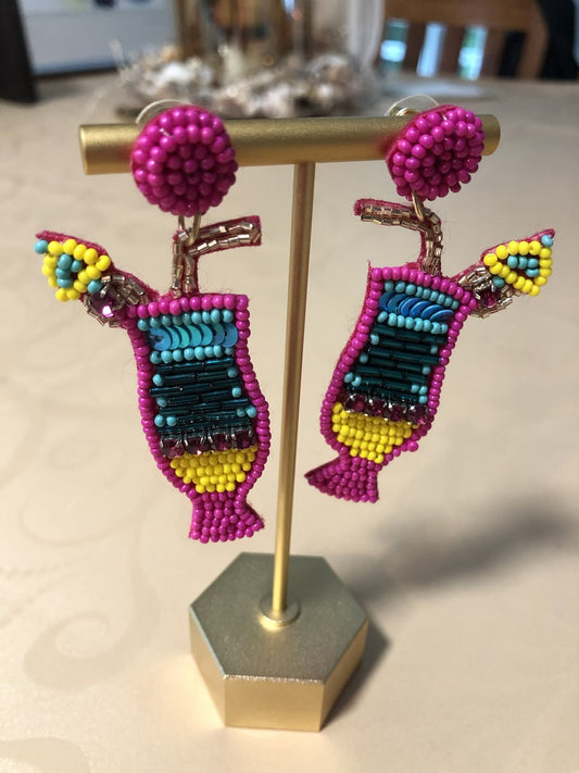 Daiquiri Cocktail Embellished Earring Pink