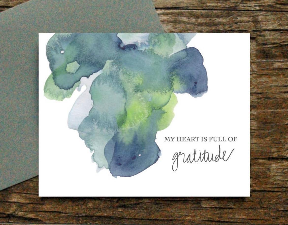 Watercolor Card My Heart is Full of Gratitude