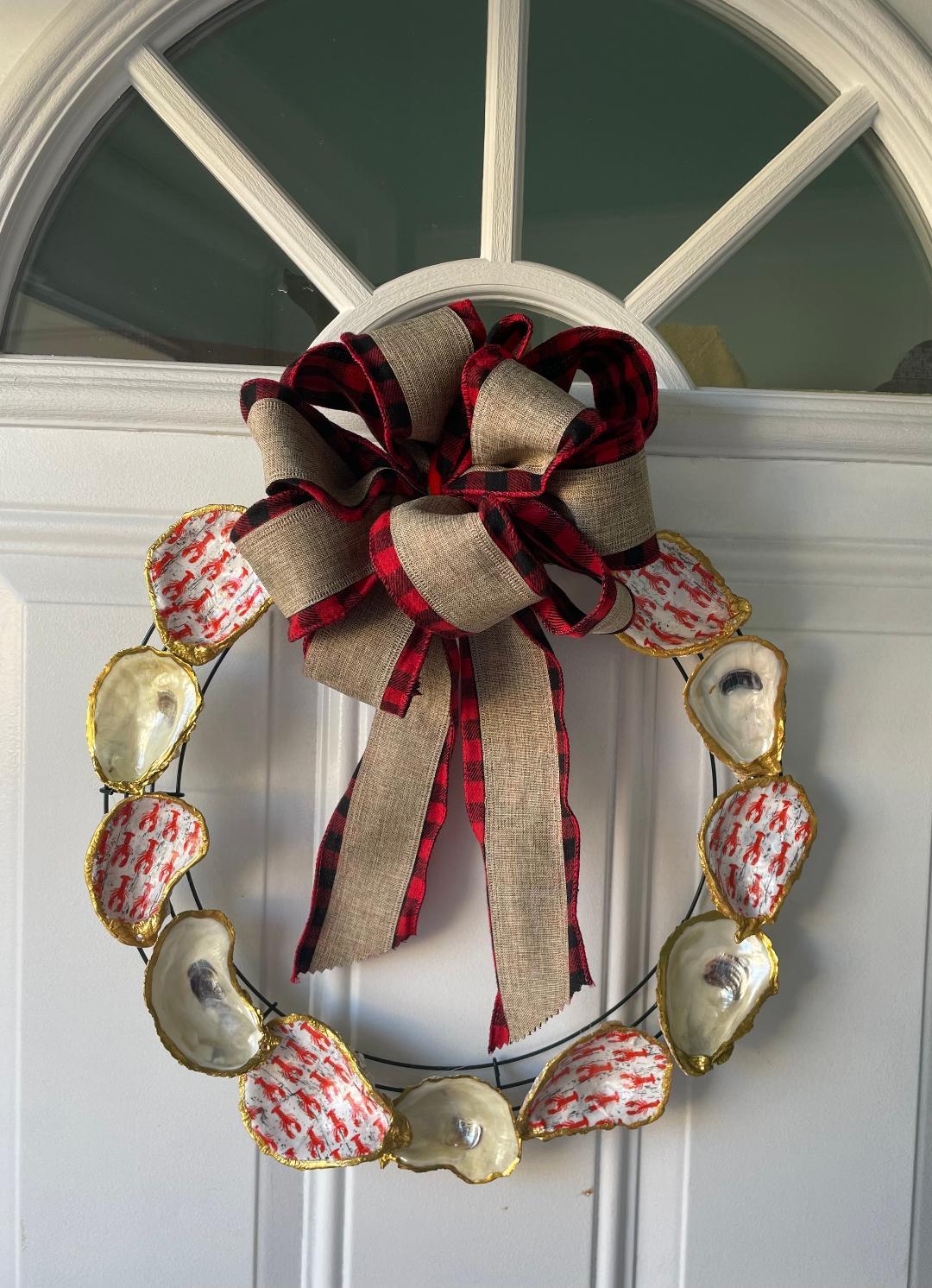 Lobster Decoupage and Natural Shell Craft Wreath