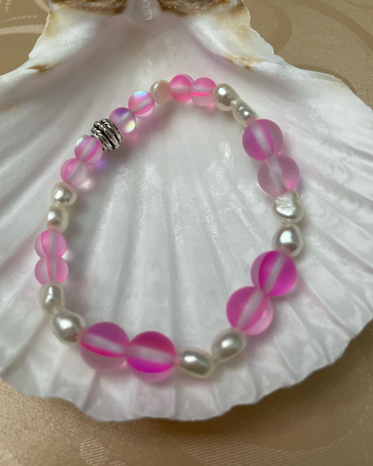 Pink Mermaid with Fresh Water Beads