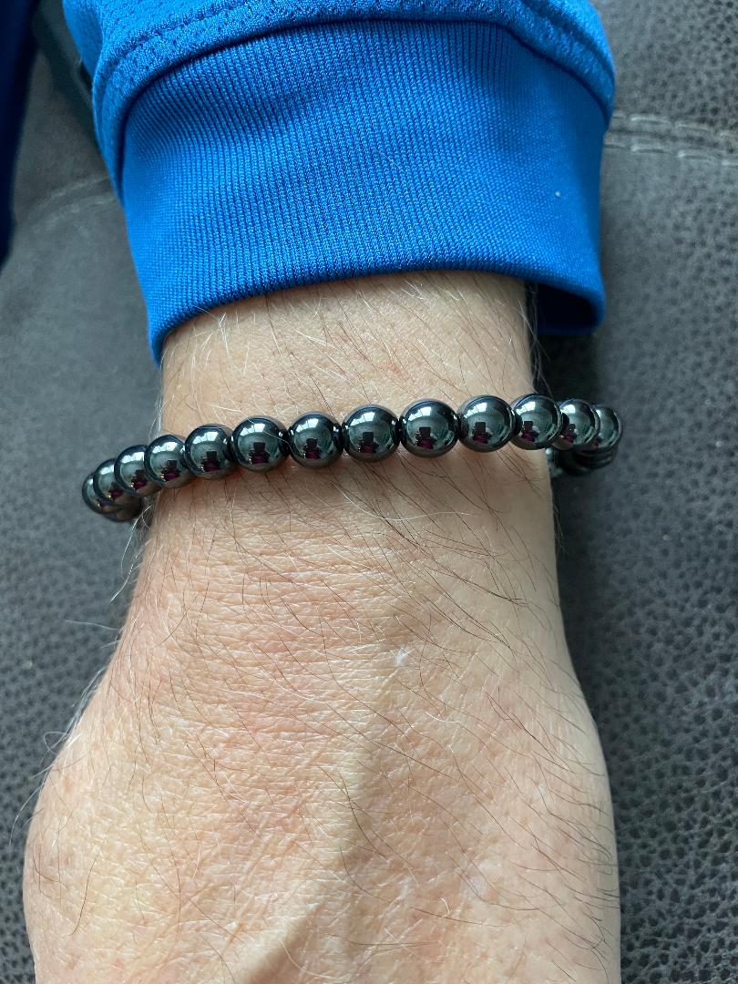 Unisex Black Hematite Beads Stretch Bracelet