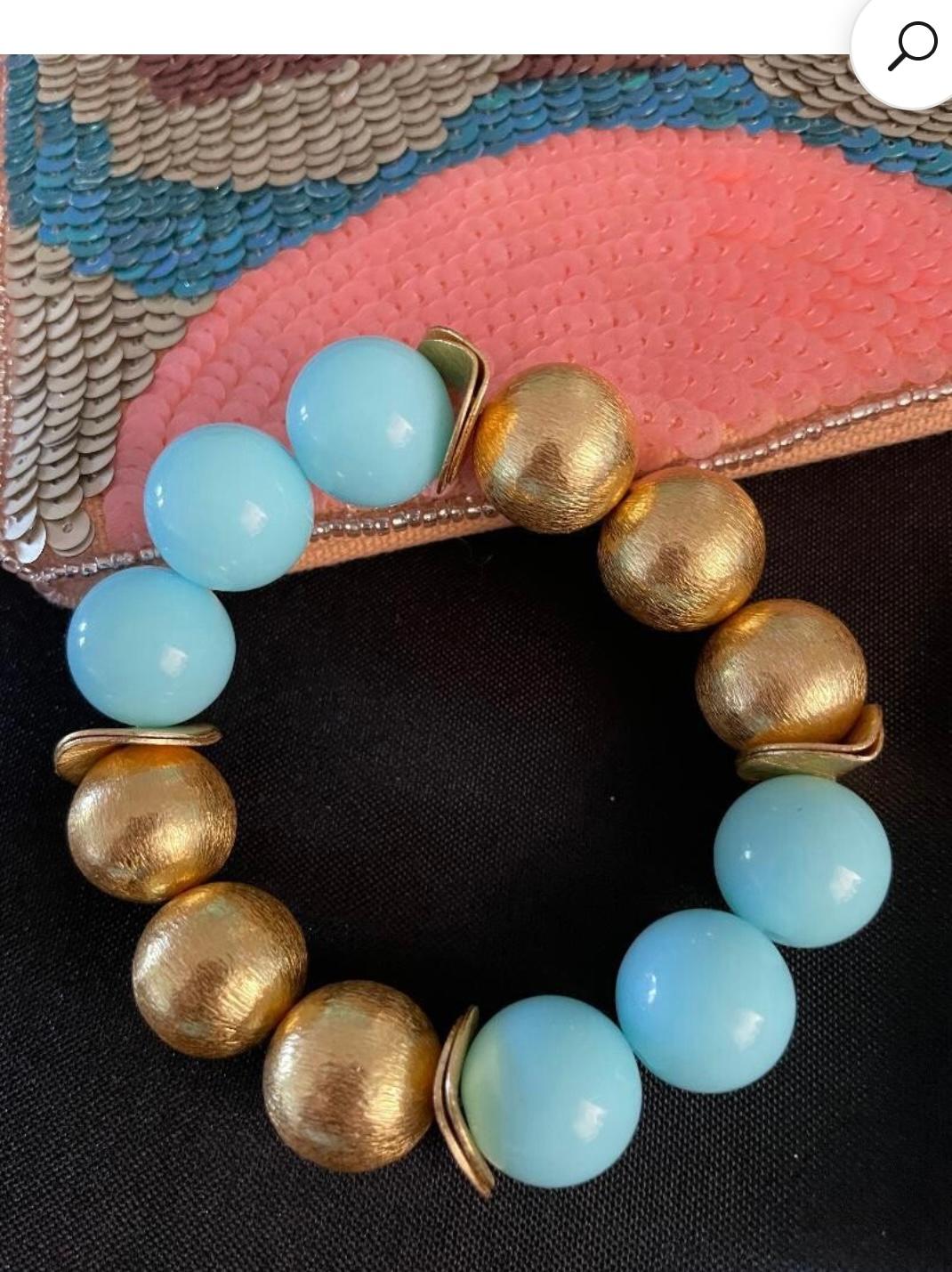 Baby Blue and Gold Bracelet