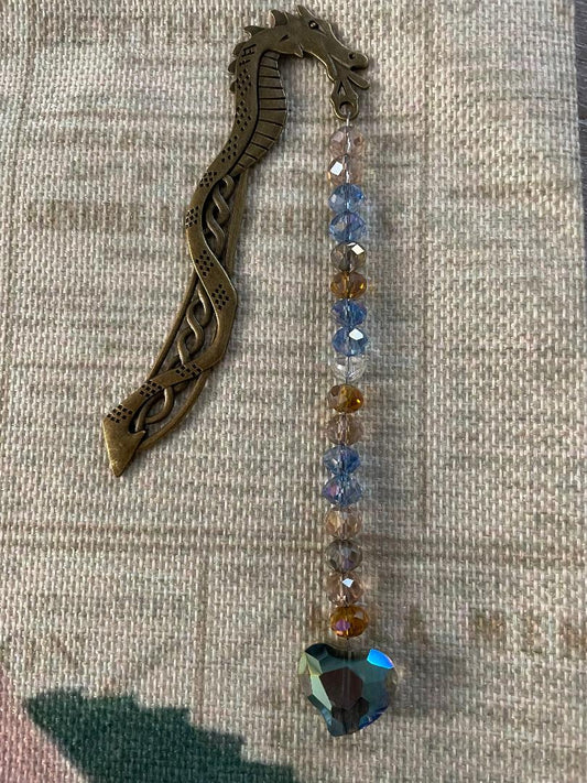 Dragon Bookmark with Crystal Heart