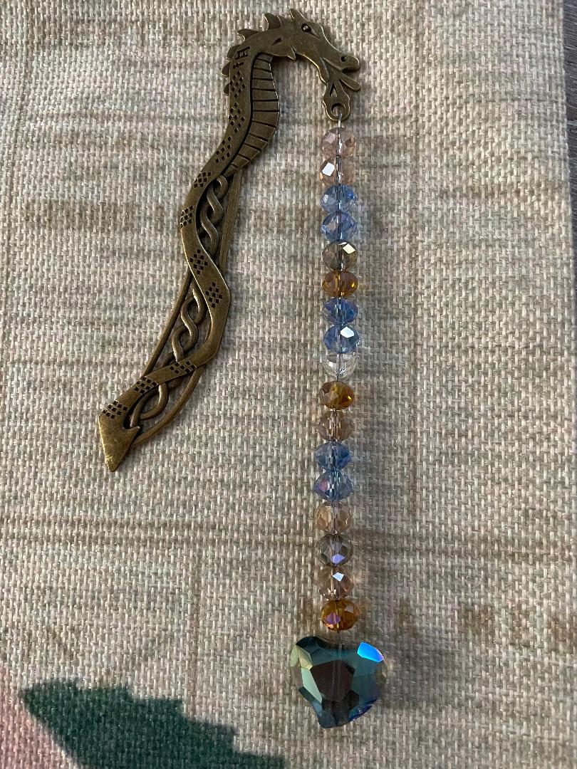 Dragon Bookmark with Crystal Heart