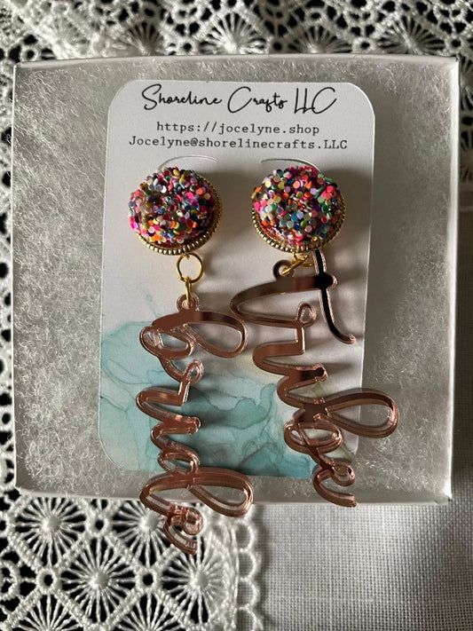 Confetti Rose Gold Bride Tribe Earrings