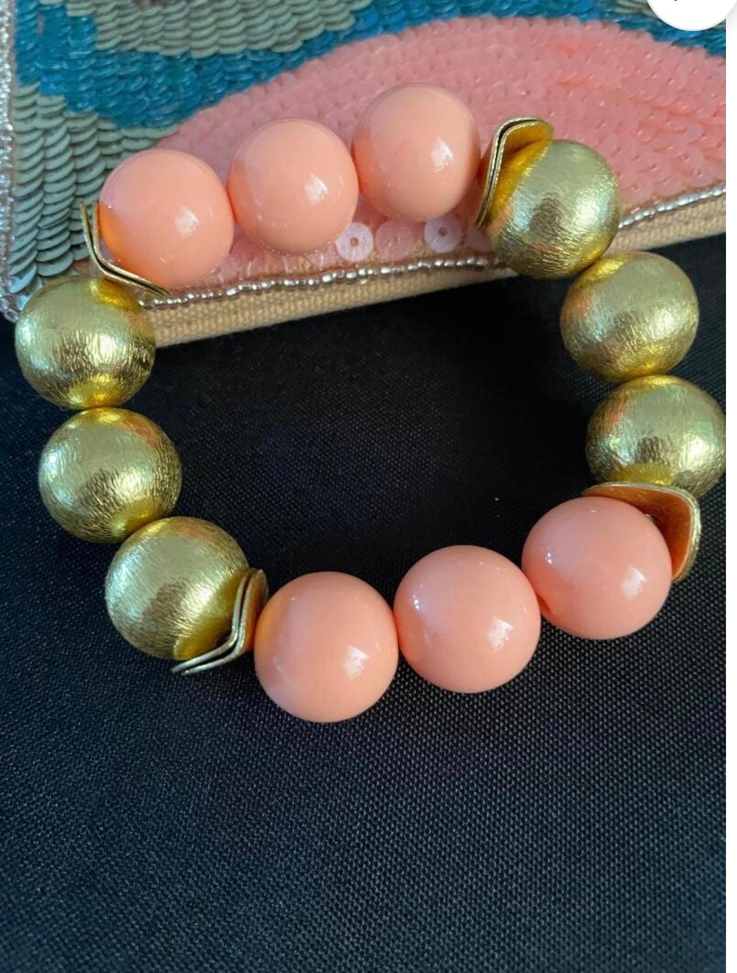Coral and Gold Bracelet