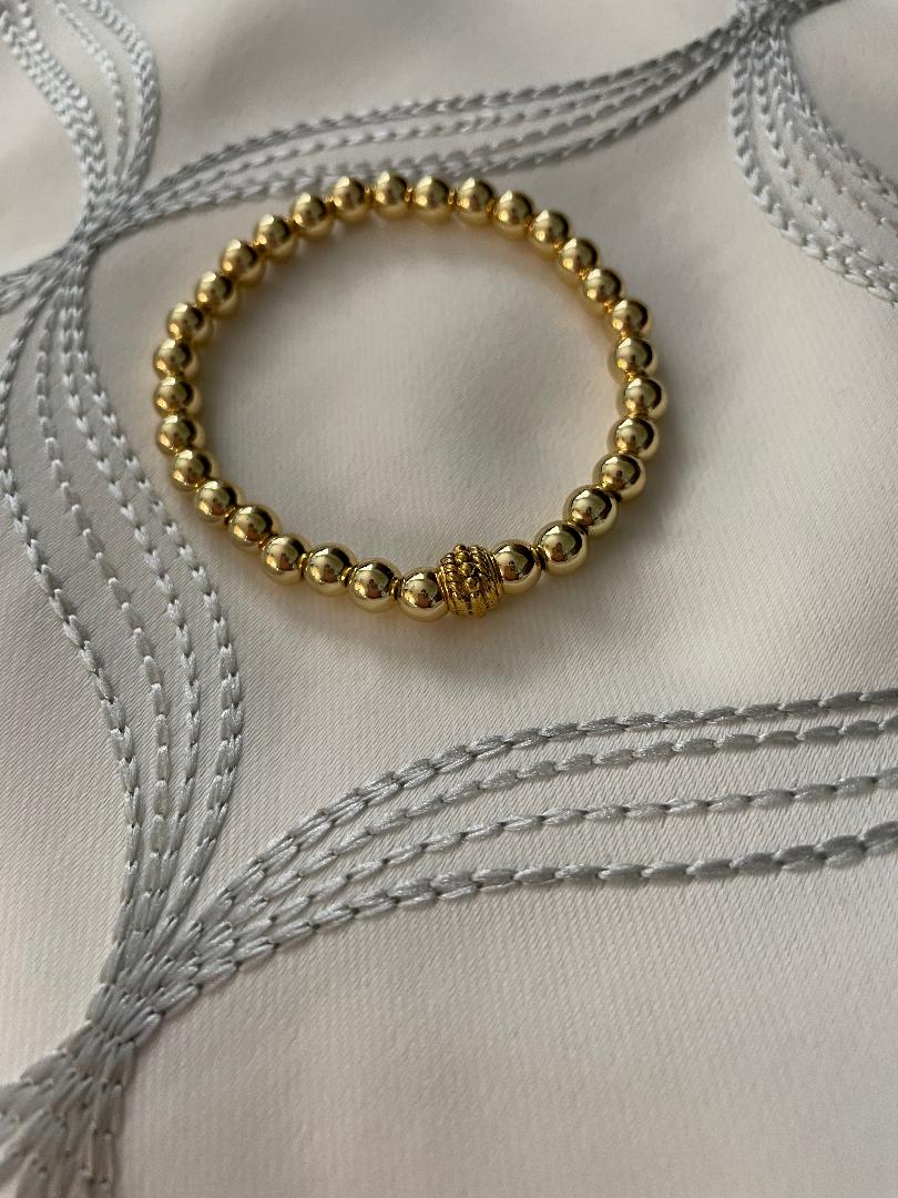 Unisex Gold Hematite Beads Stretch Bracelet