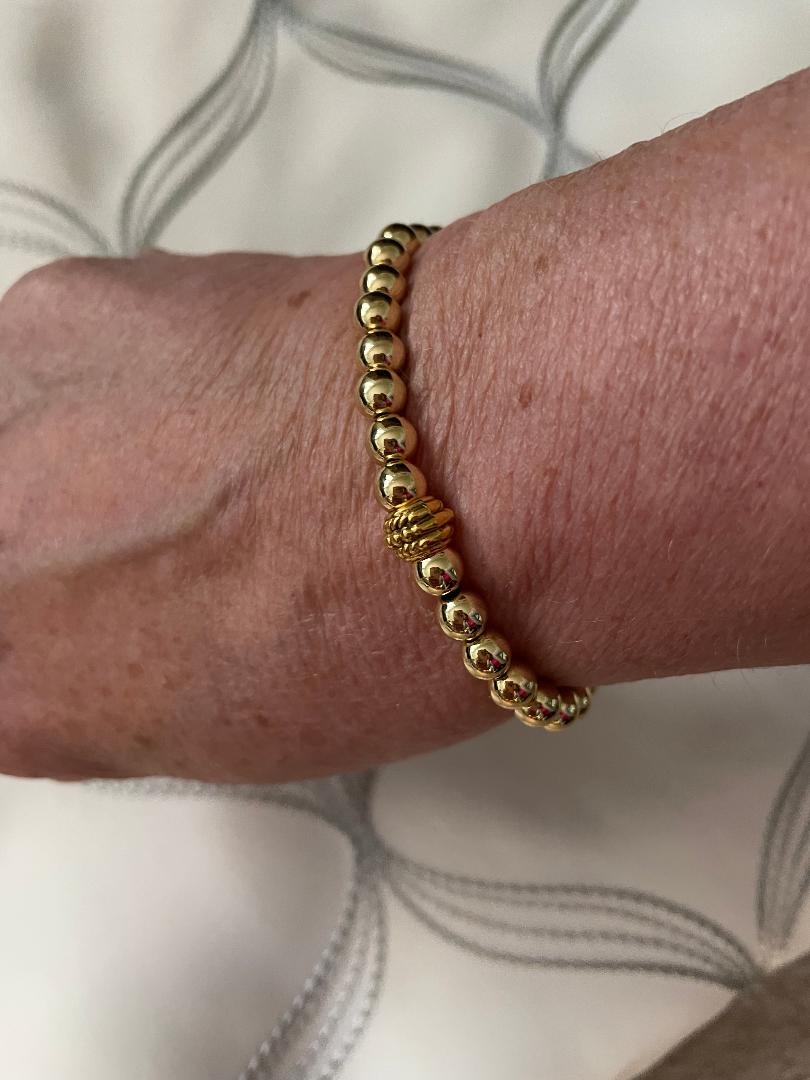 Unisex Gold Hematite Beads Stretch Bracelet