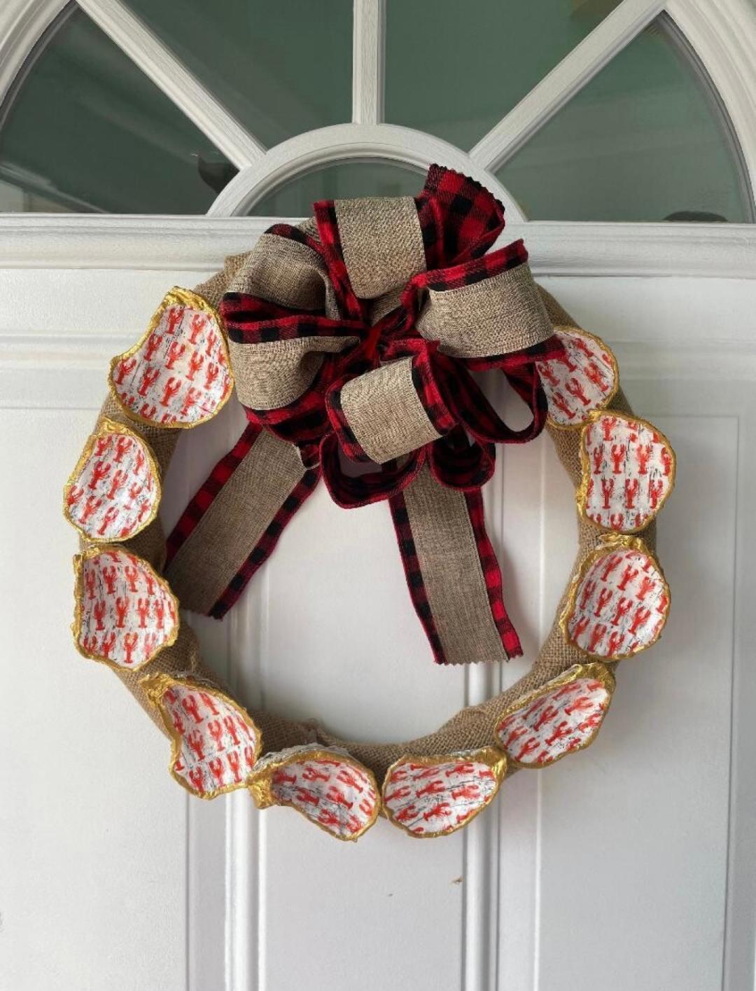 Lobster Decoupage and Natural Shell Craft Wreath