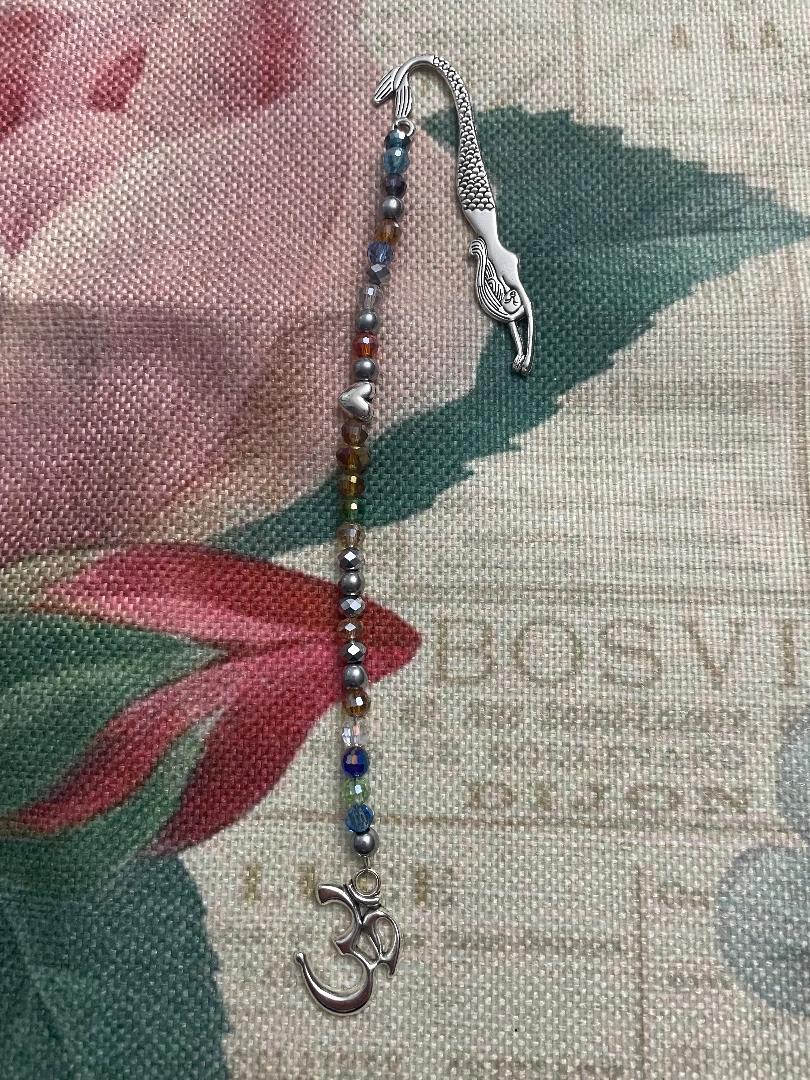 Silver Mermaid Bookmark with Multicolored Beads lotus