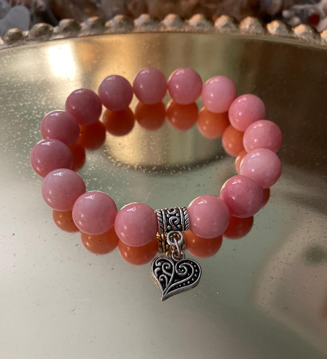 Pink Bubble Bracelet with Silver charm