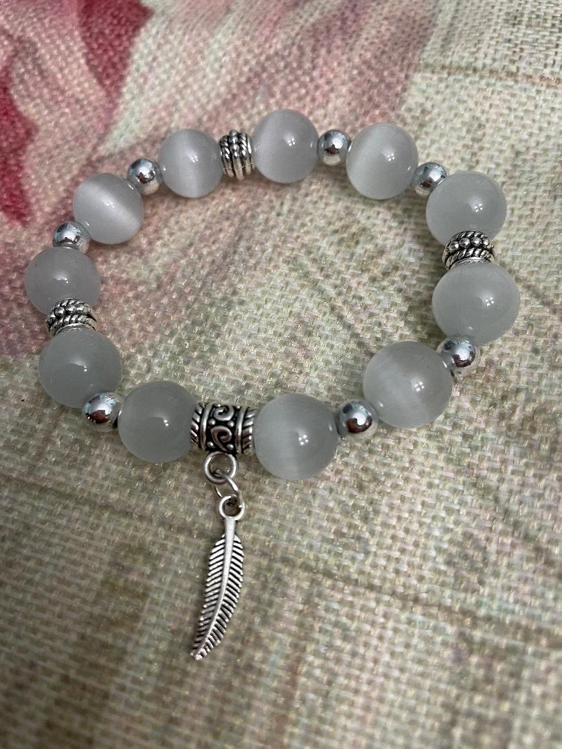White Jade Beads with Silver Spacers